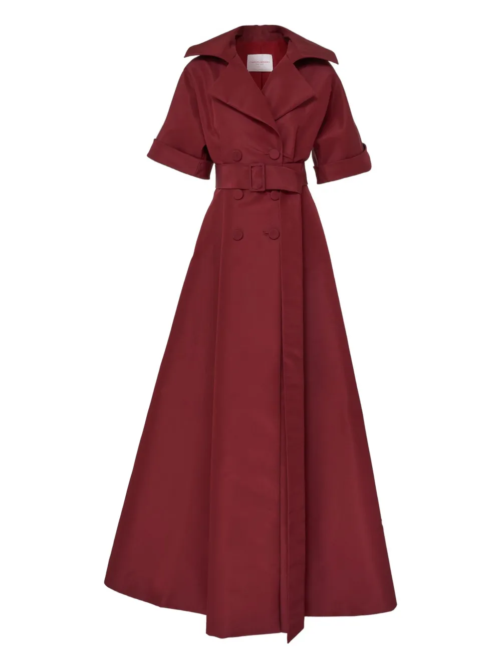 Carolina Herrera Belted Short-sleeve Maxi Dress In Red