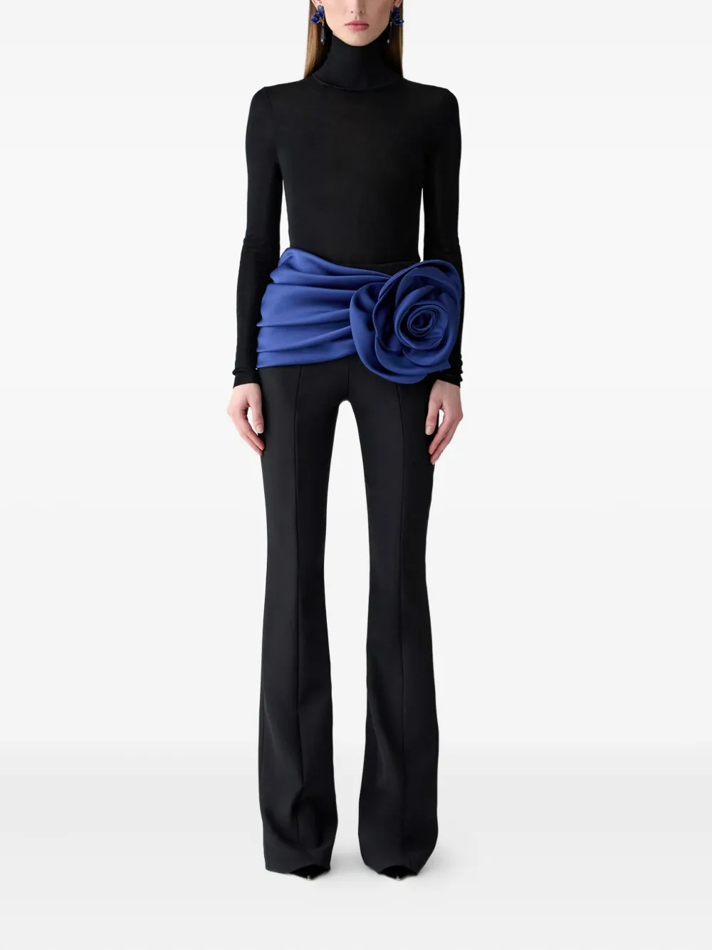 Carolina Herrera floral-appliqué trousers - Zwart
