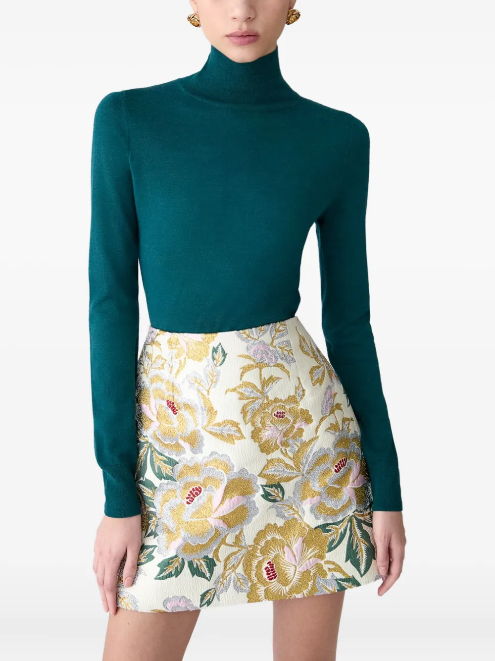 Carolina Herrera Mini-rok met bloemenjacquard Beige