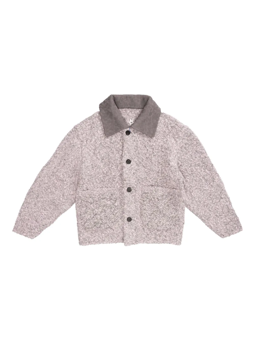 Ader Error Textured-collar Elbow-patch Cardigan In Pink