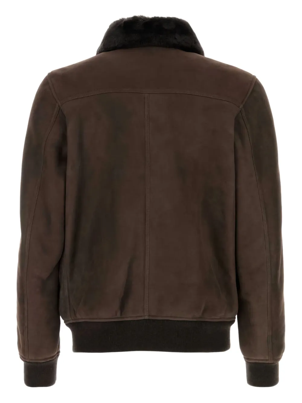Moorer Suede Fiano Jacket Fur Collar In Brown