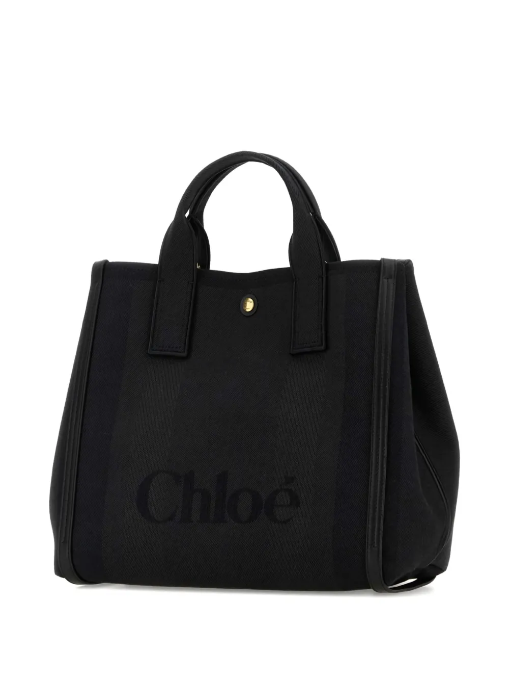 Chloé Canvas Carry Shopping Bag With Top Handles In Black