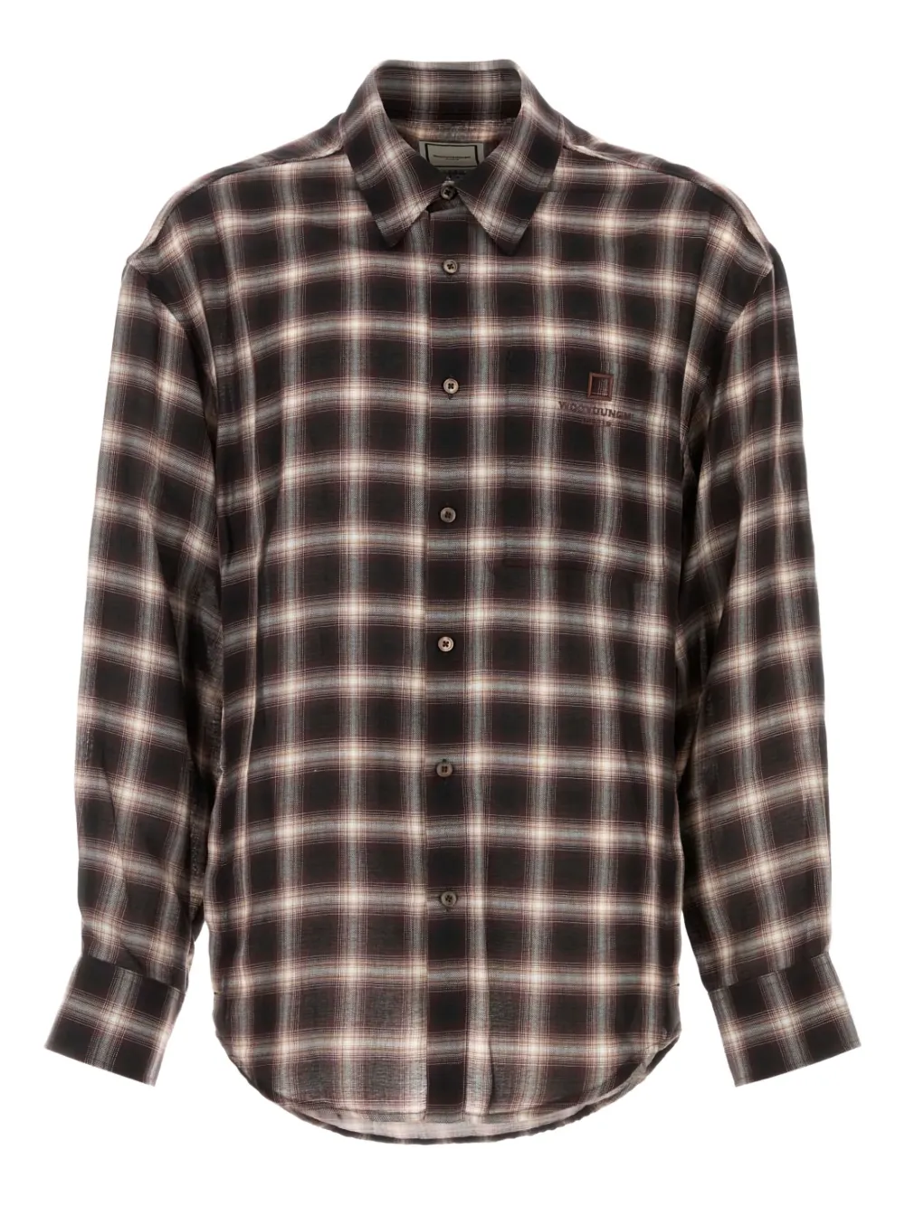 Wooyoungmi logo-embroidered plaid shirt - ブラウン Wooyoungmi logo-embroidered plaid shirt - ブラウン