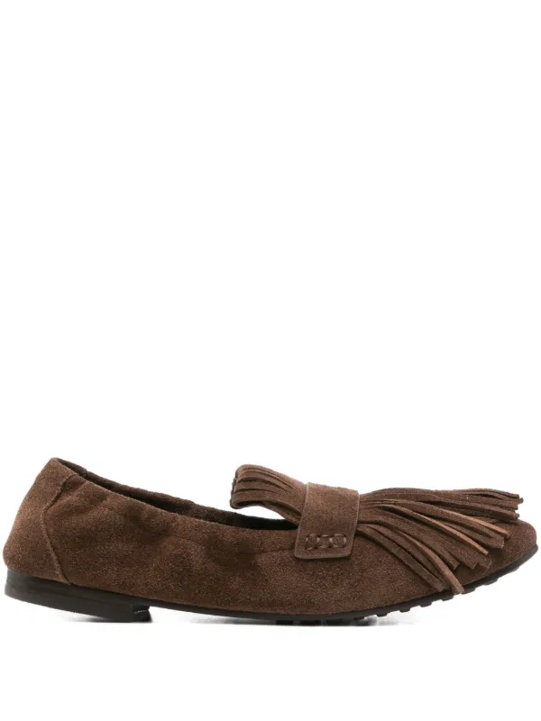 Tory Burch Fringe-detail Ballet Flats in Brown