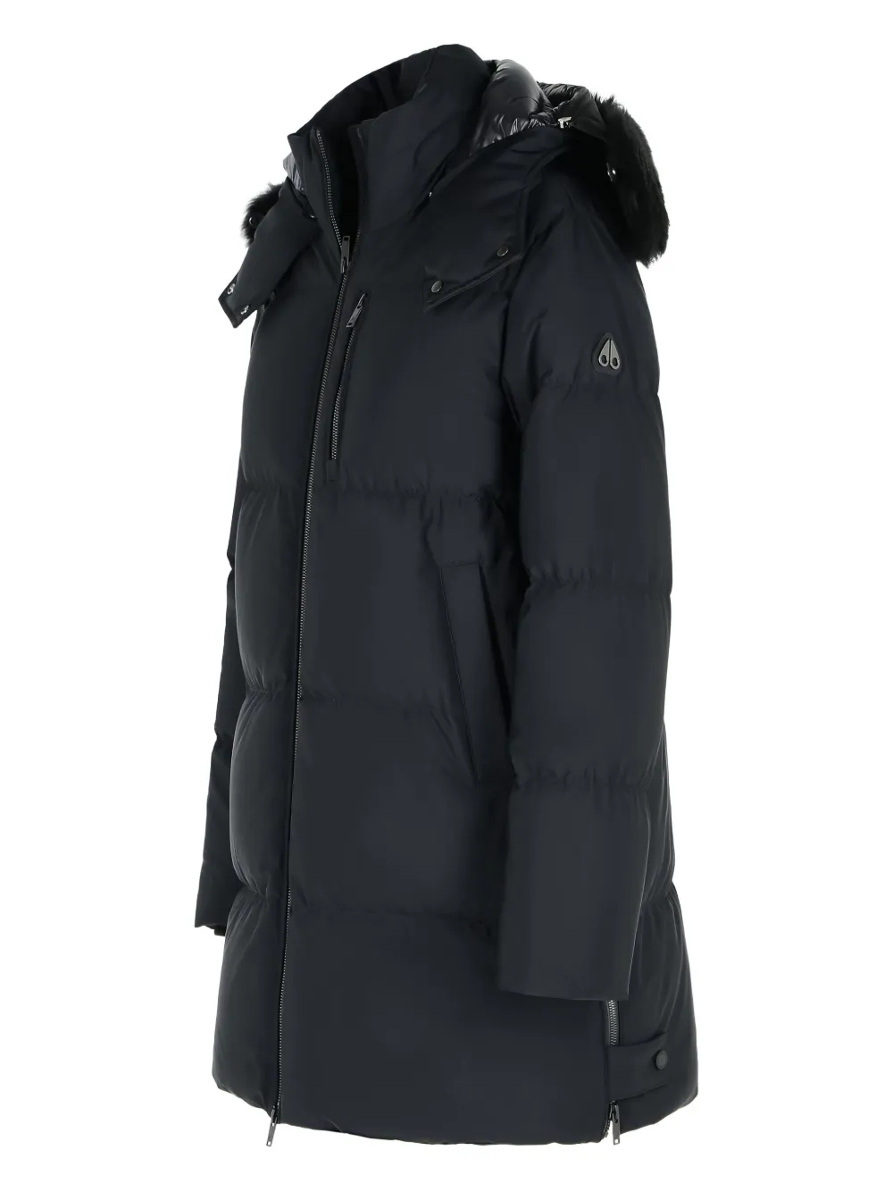 Moose Knuckles Faux Fur-trim Hooded Jacket In Blue