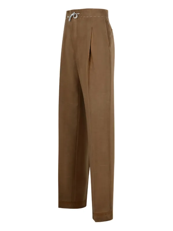 Maison Margiela drawstring-waist Pleated Pants | Brown | FARFETCH JO