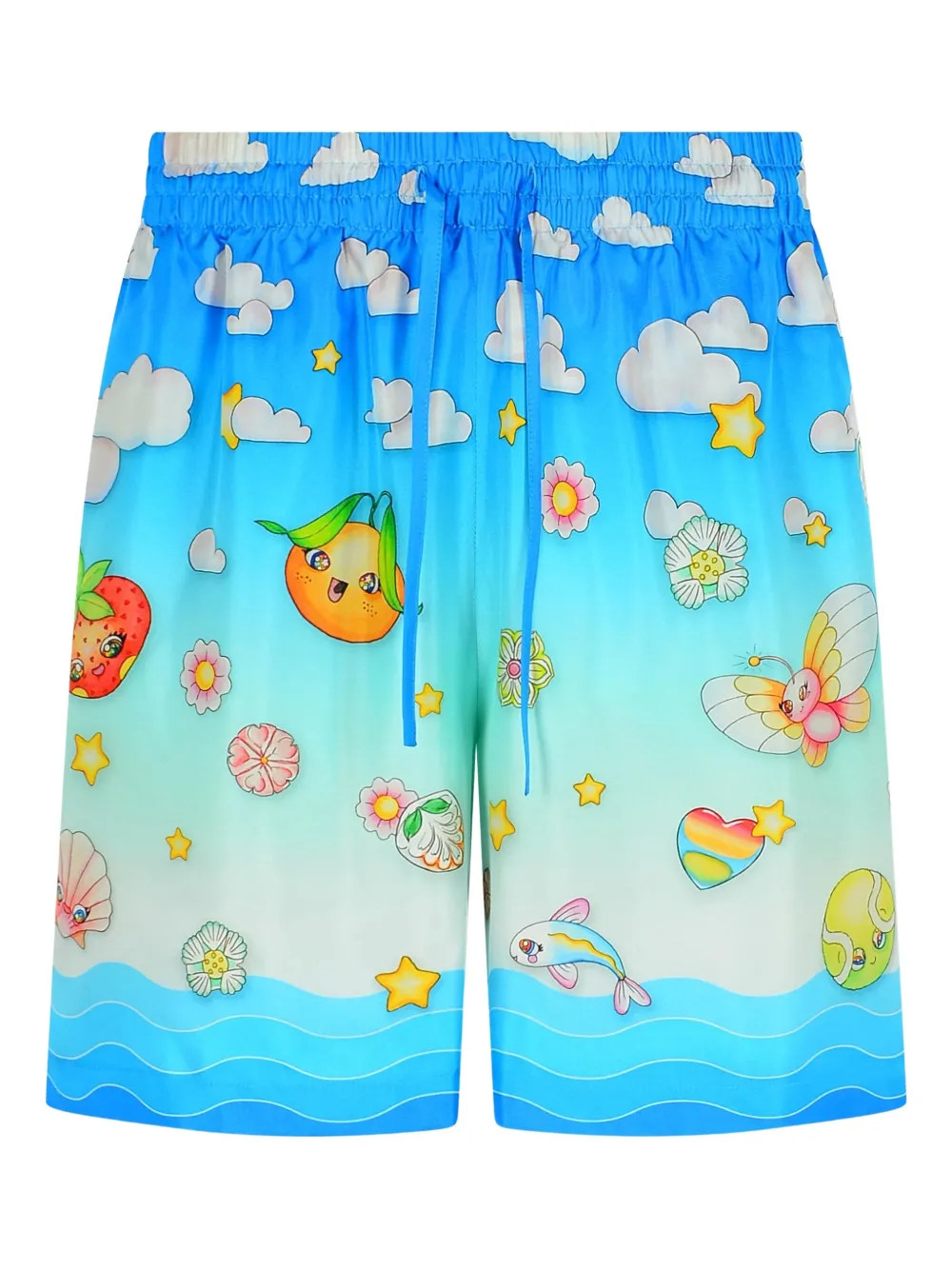 Casablanca Kawaii silk bermuda shorts - ブルー Casablanca Kawaii silk bermuda shorts - ブルー