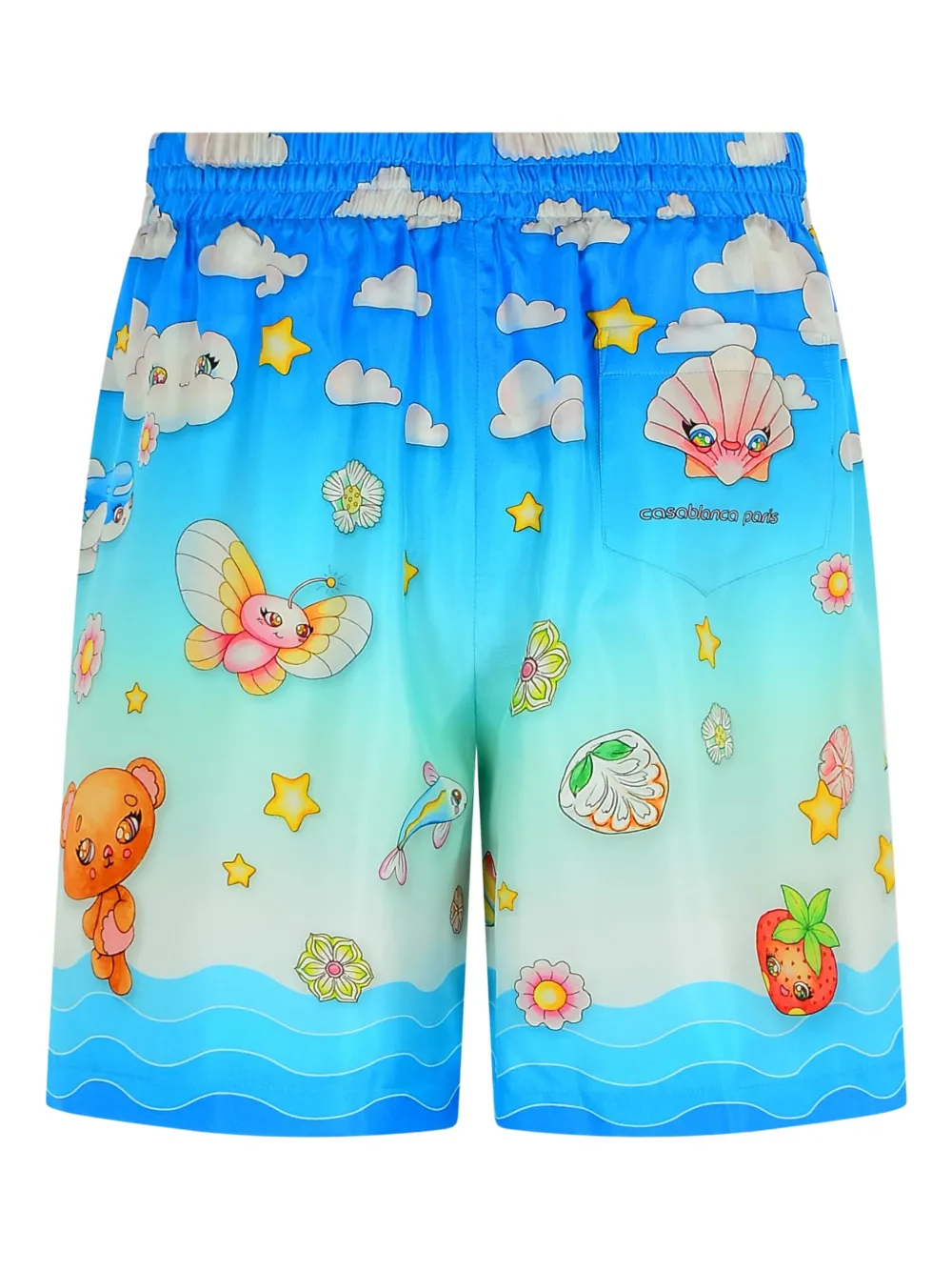 Casablanca Kawaii zijden bermuda shorts - Blauw