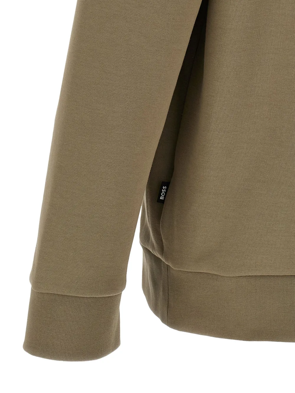 Hugo Boss C-spence 01 Leather-patch Hoodie In Green