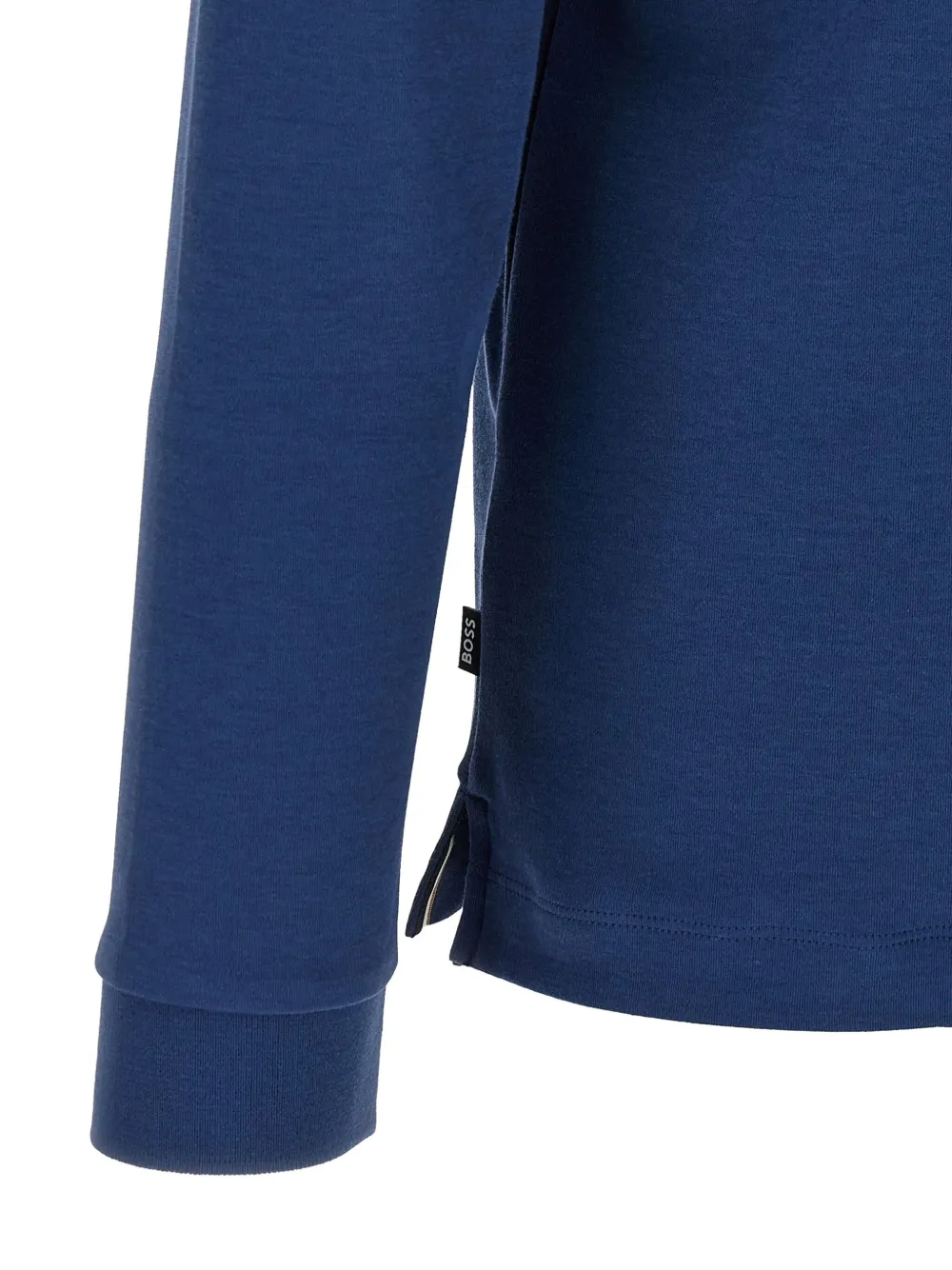 Hugo Boss Embroidery Long-sleeve Polo Shirt In Blue