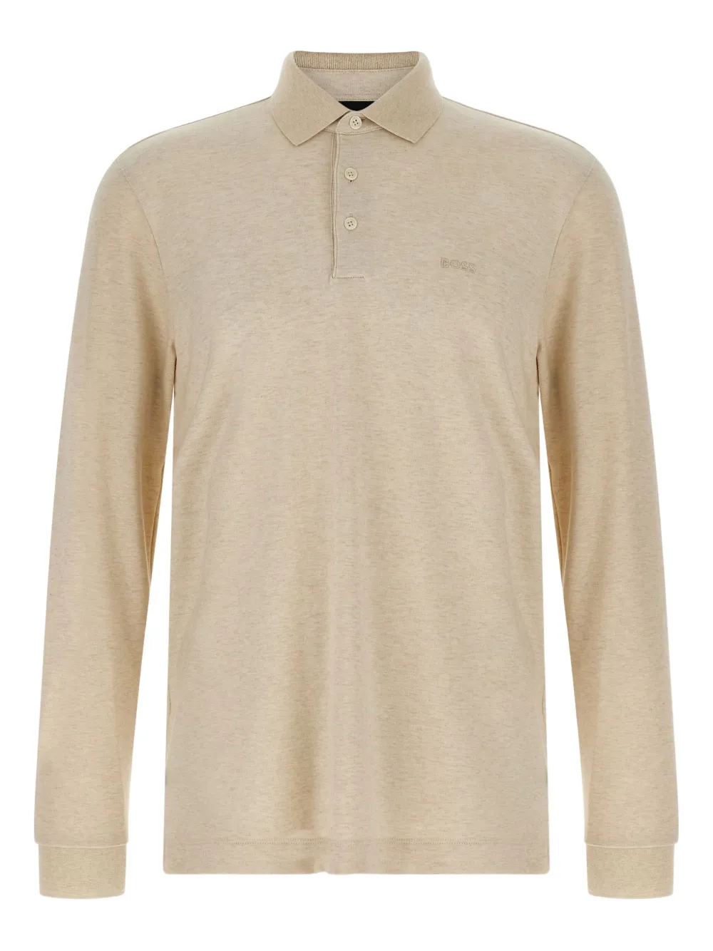 Hugo Boss Embroidery-logo Long-sleeve Polo Shirt In Neutral