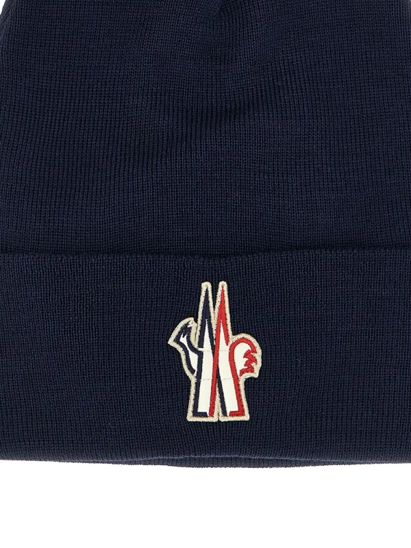 Moncler Grenoble turn-up Logo Patch Beanie | Blue | FARFETCH display picture 3
