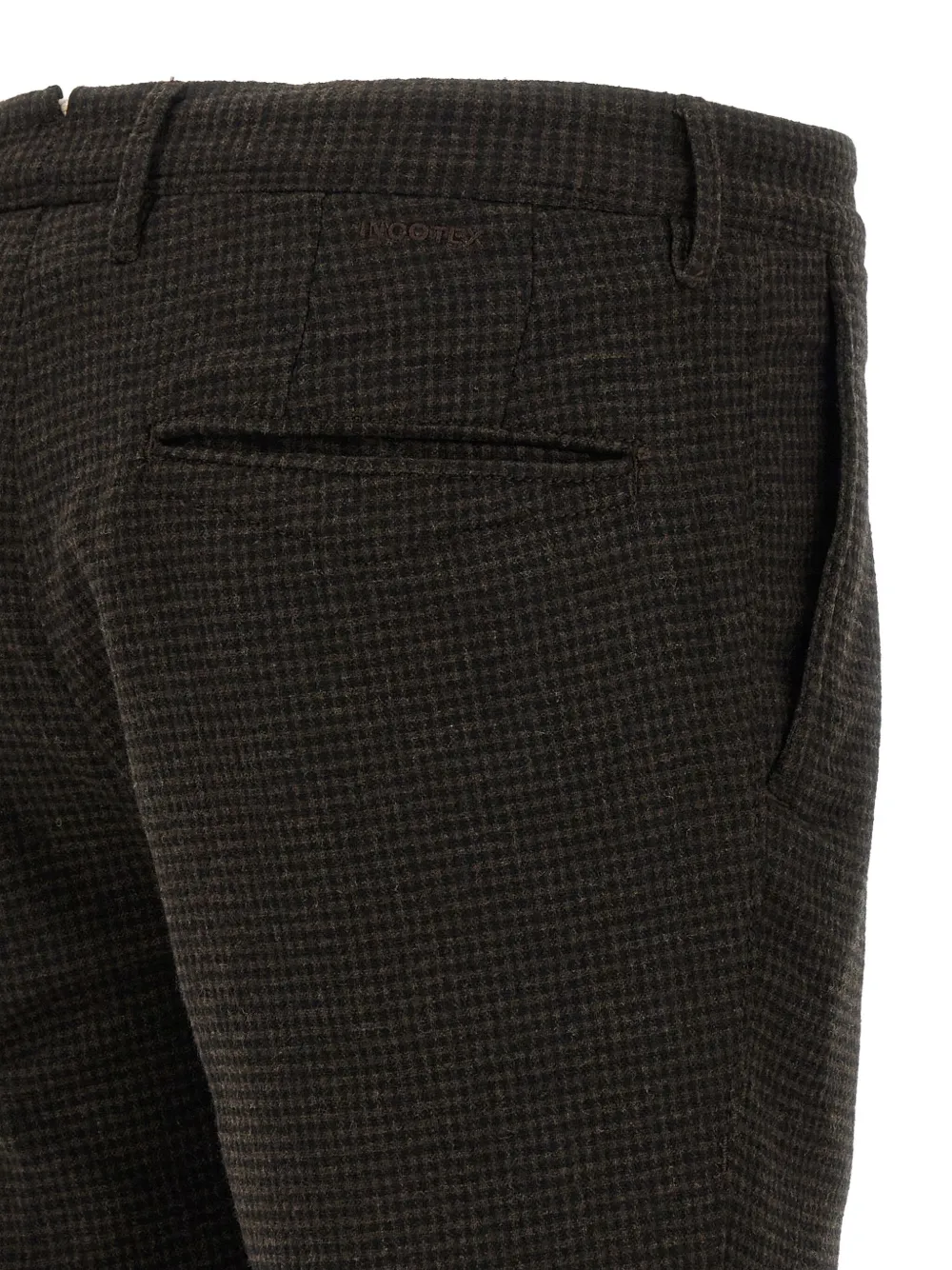 Incotex Vichy-patterned Trousers In Brown