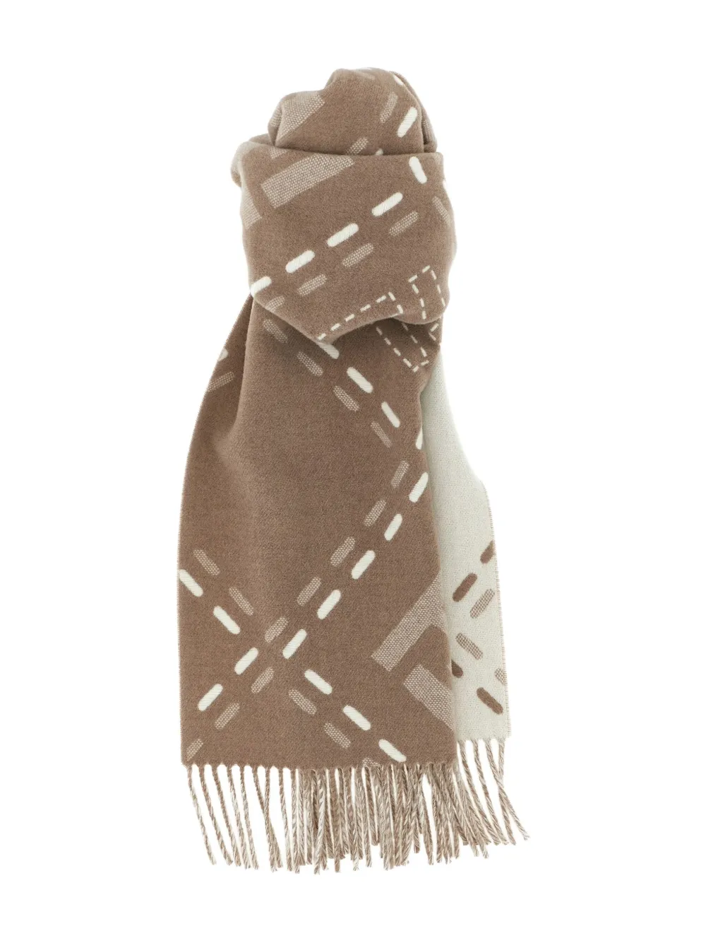 Fendi Dove Grey Wool Logo Scarf In Brown