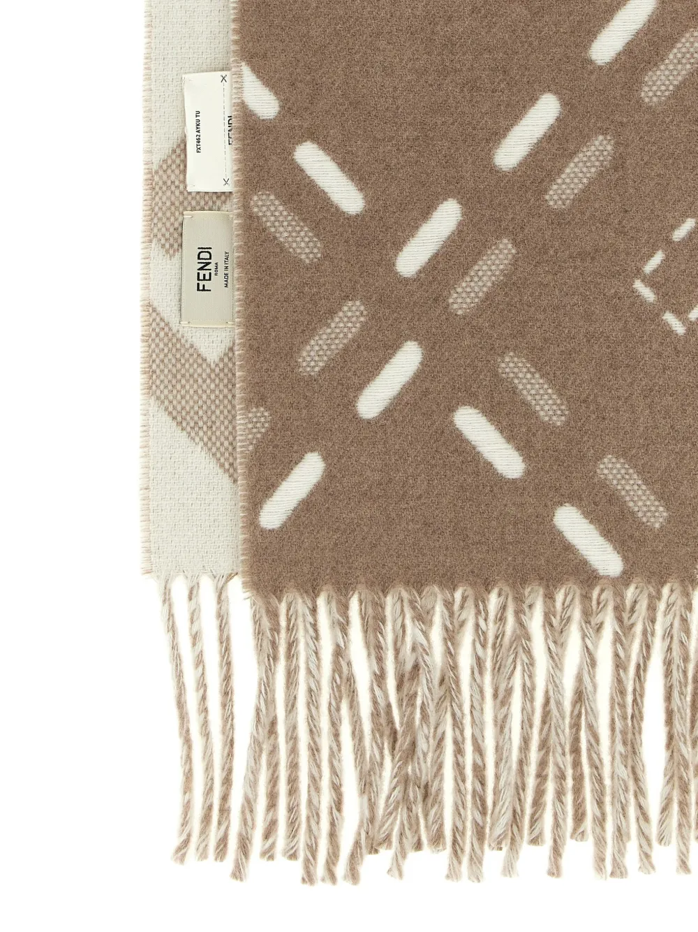 FENDI FF-logo wool scarf - Beige