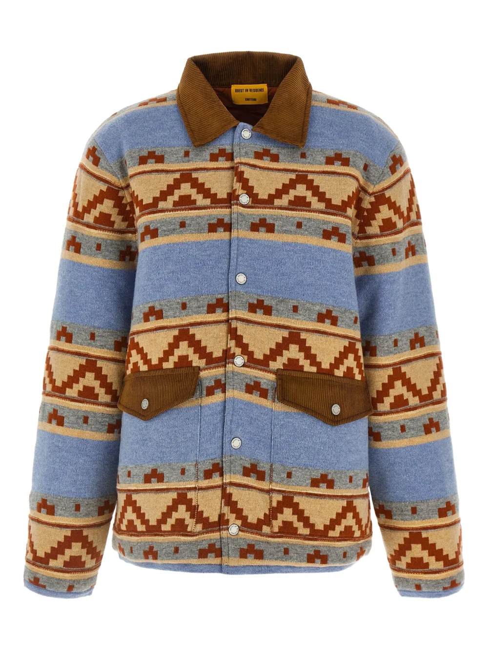 Guest In Residence Jacquard Corduroy-collar Jacket In Blue