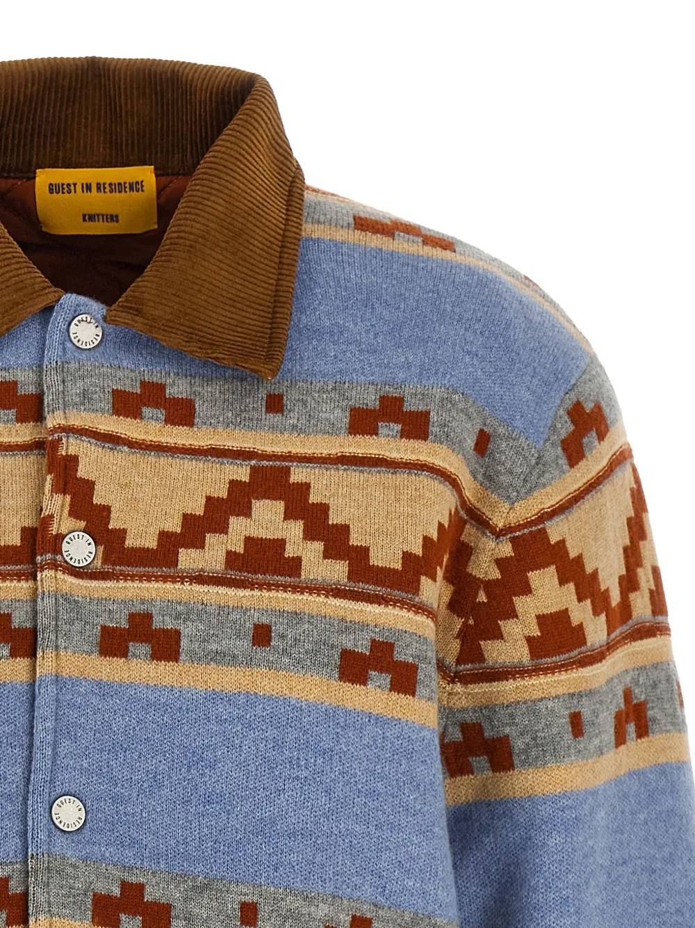 Guest In Residence Jacquard Corduroy-collar Jacket In Blue