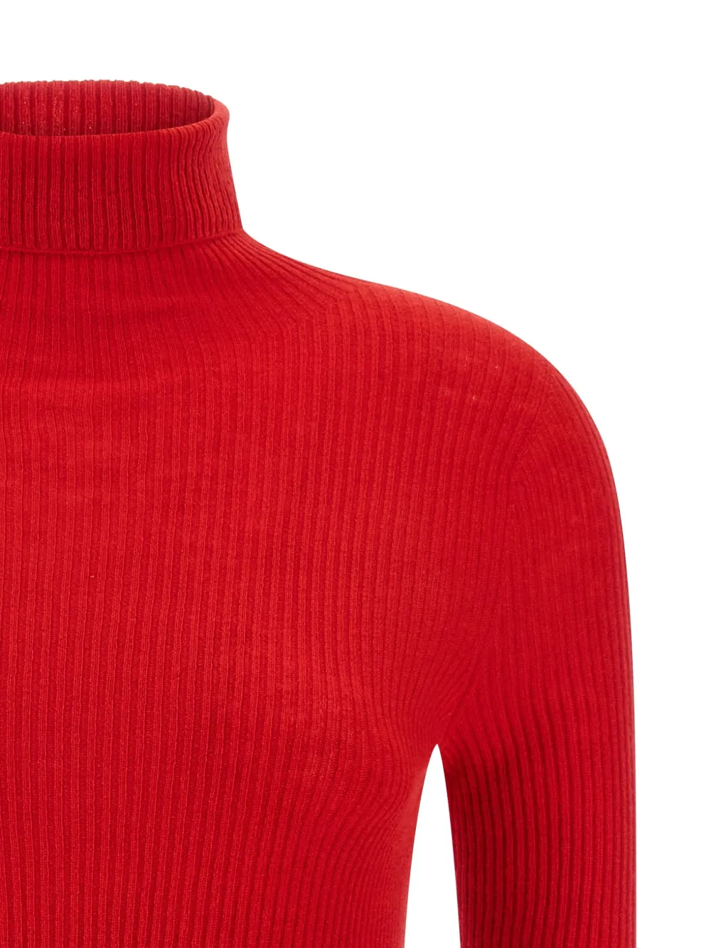 Fabiana Filippi Ribbed Virgin Wool And Silk Turtleneck Sweater In Red