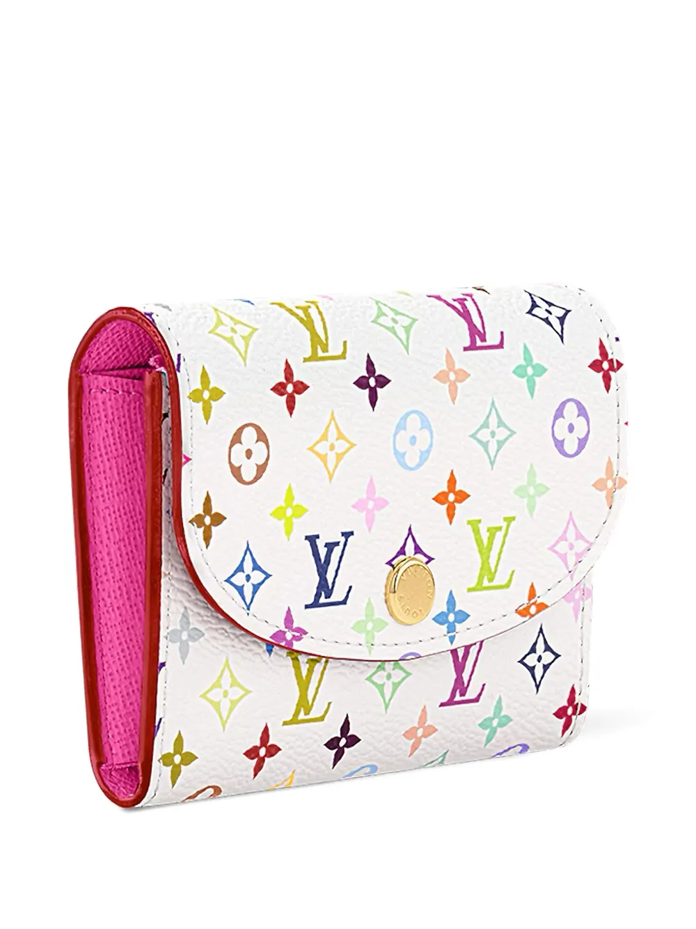 Pre-owned Louis Vuitton X Murakami Rosalie Monogram Wallet In White