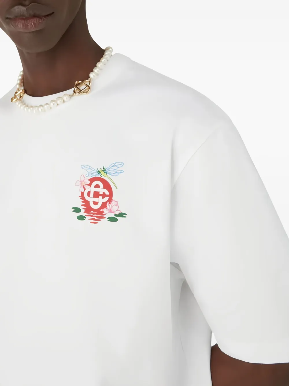 Casablanca Dragonfly Floral T-shirt In White