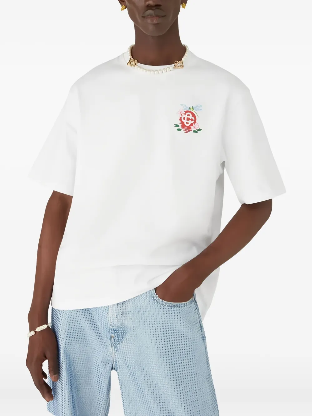 Casablanca Dragonfly Floral T-shirt - Wit