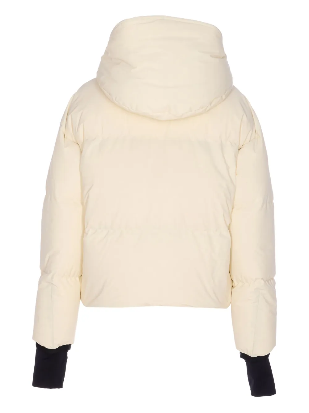 Moncler Hood Logo Patch Bomber In Neutral