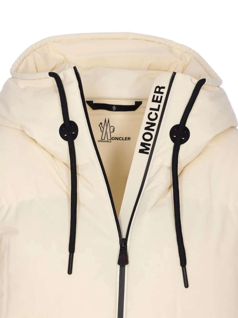Moncler Hood Logo Patch Bomber In Neutral