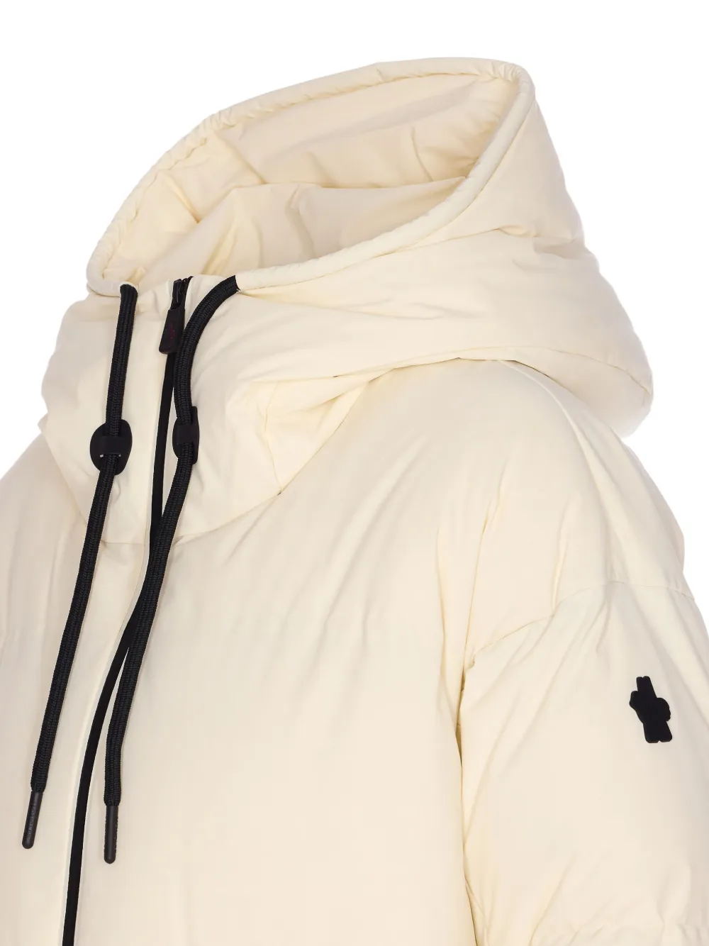 Moncler Hood Logo Patch Bomber In Neutral