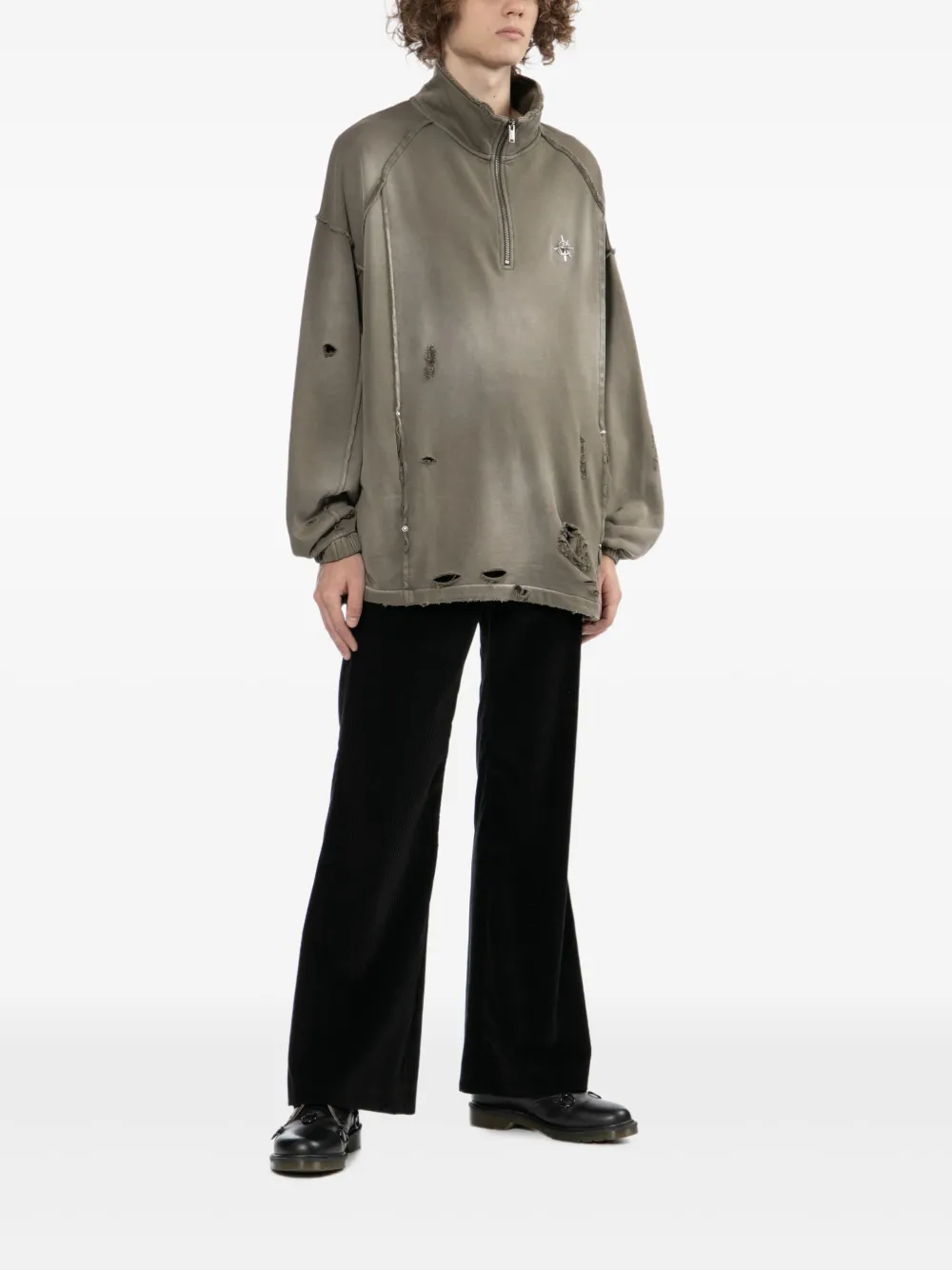 FIVE CM Gerafelde sweater - Groen