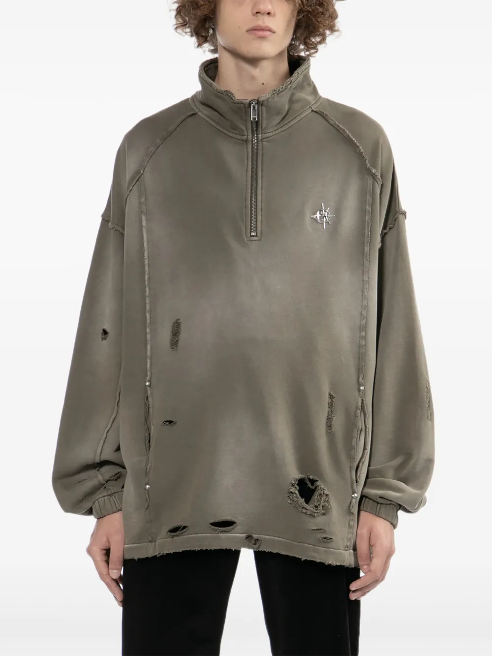 FIVE CM Gerafelde sweater Groen