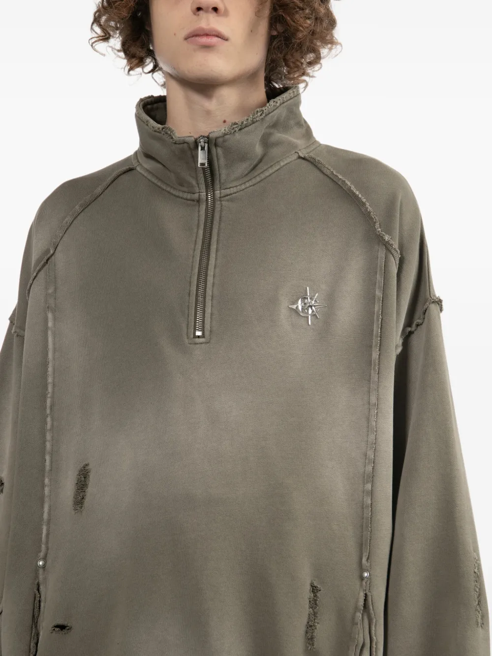 FIVE CM Gerafelde sweater Groen