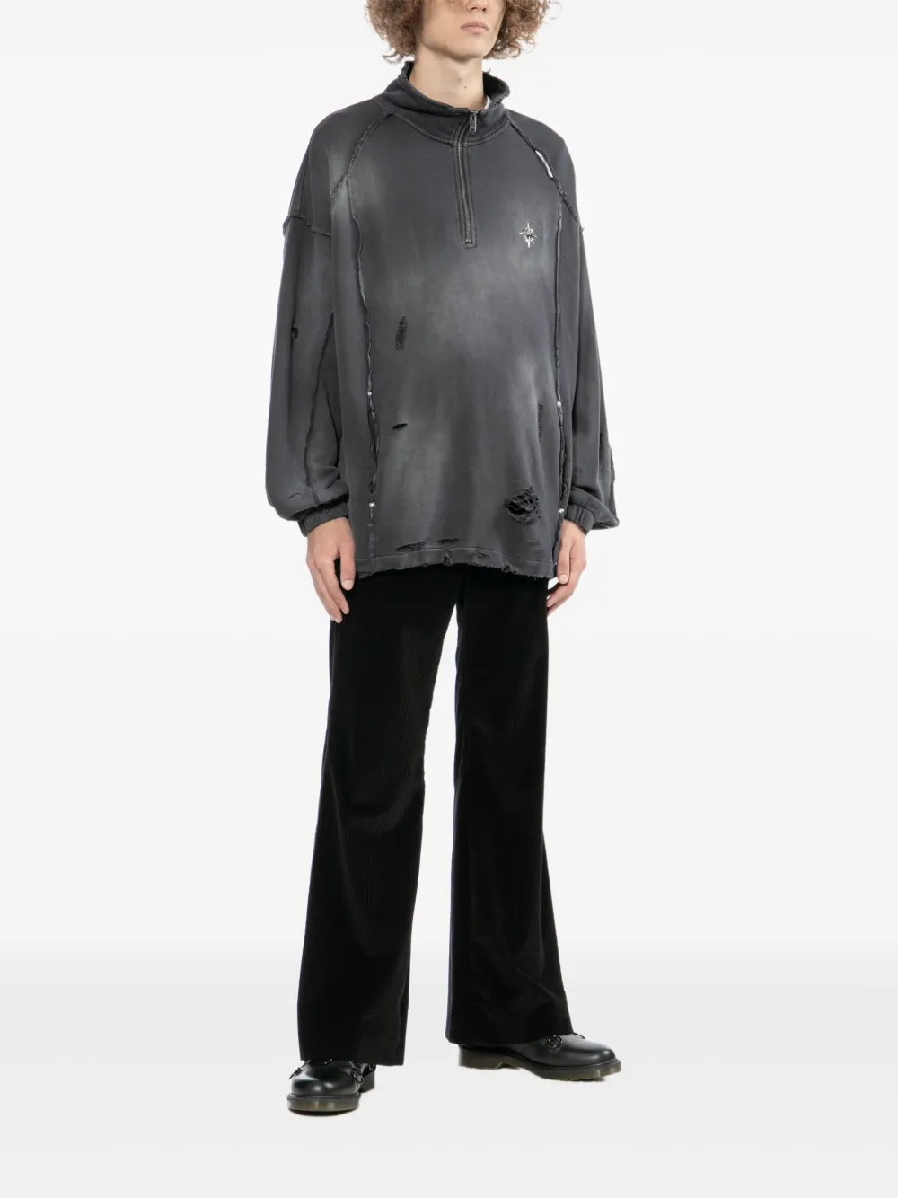 FIVE CM Gerafelde sweater - Zwart