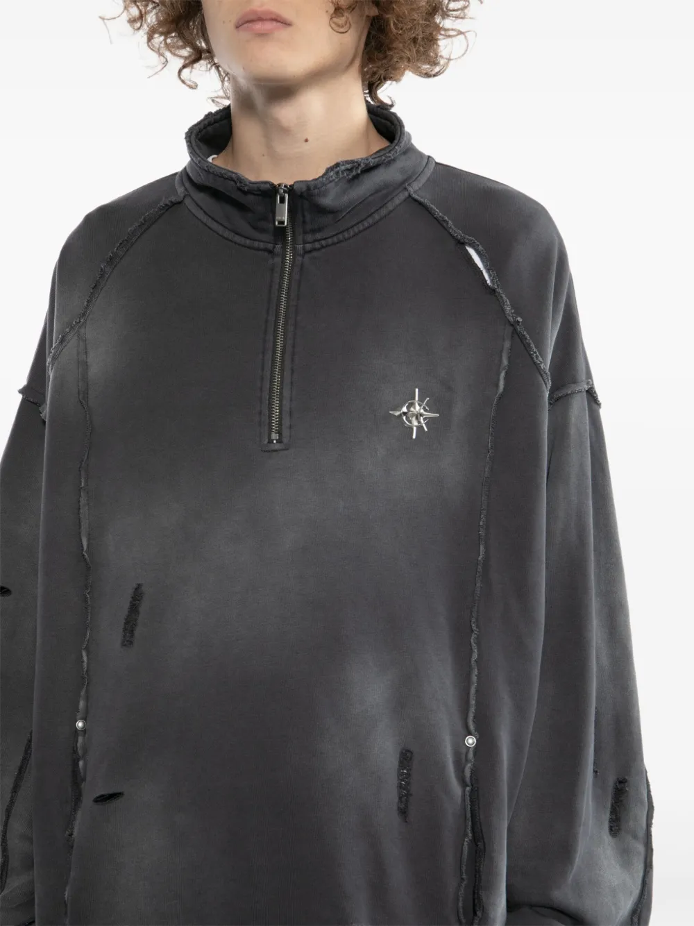 FIVE CM Gerafelde sweater Grijs