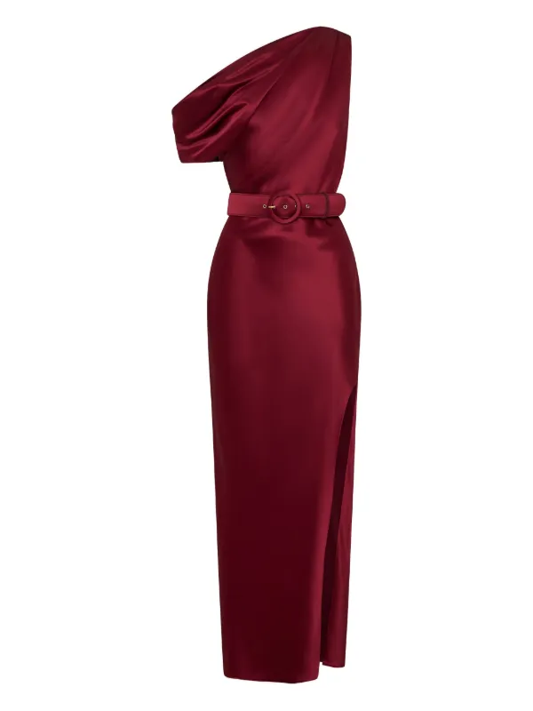 one shoulder belted dress Carolina Herrera Multicolor Silk Midi Dress