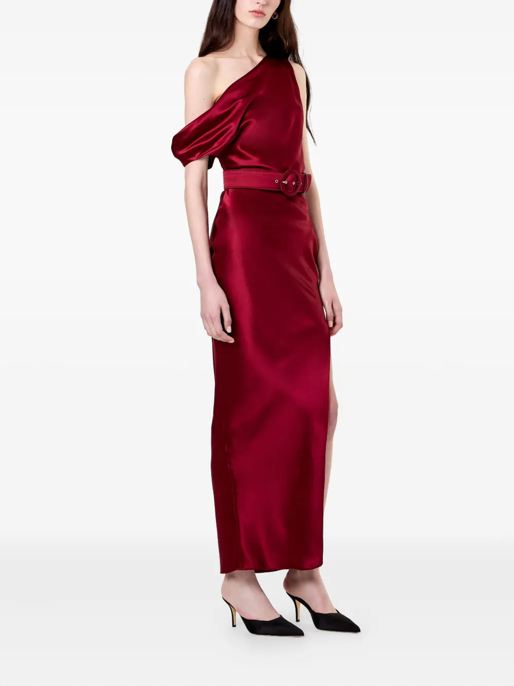 Nicholas Eartha one-shoulder belted maxi dress - Rood