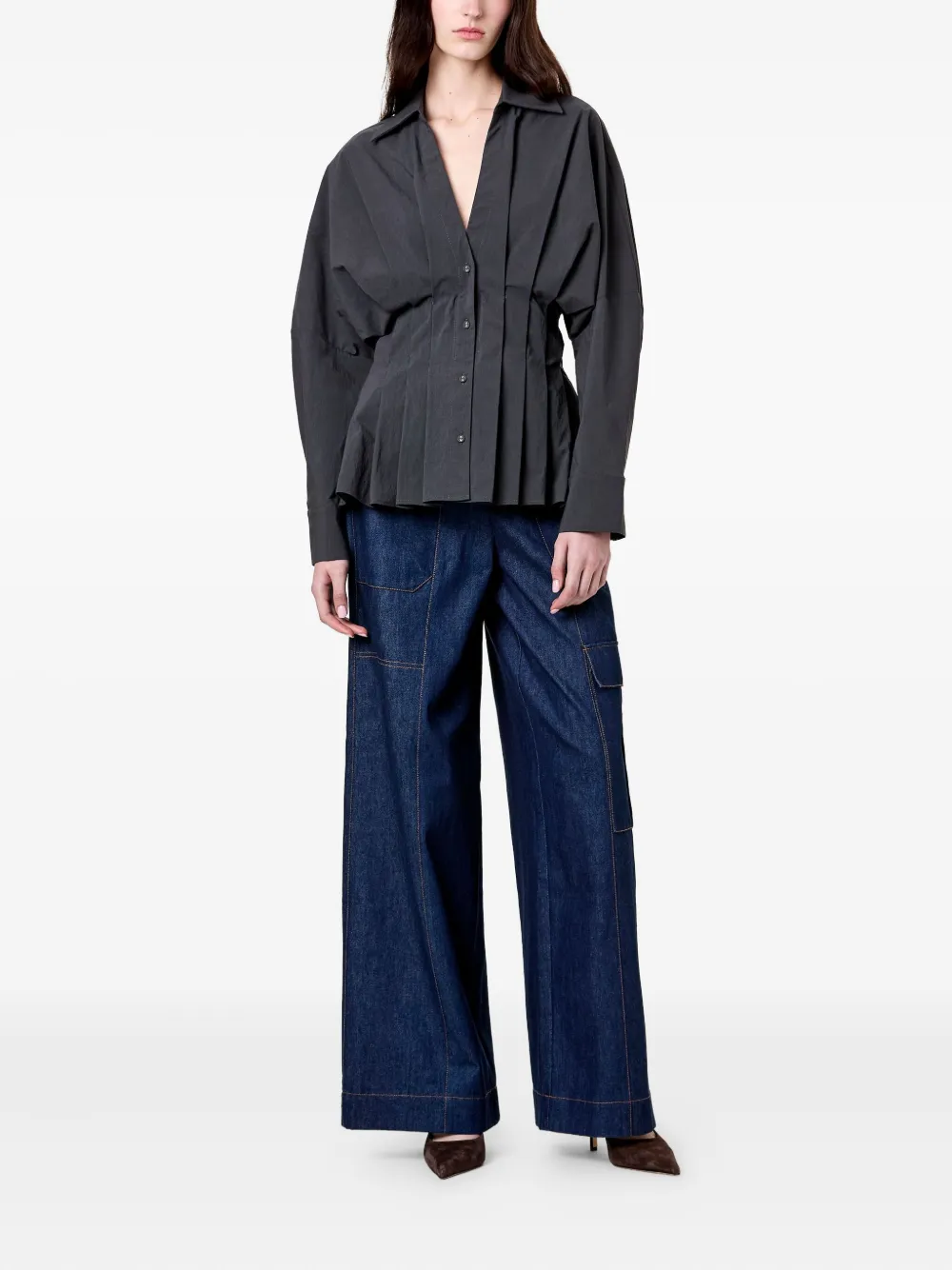 Nicholas Reggie pleated shirt - Grijs