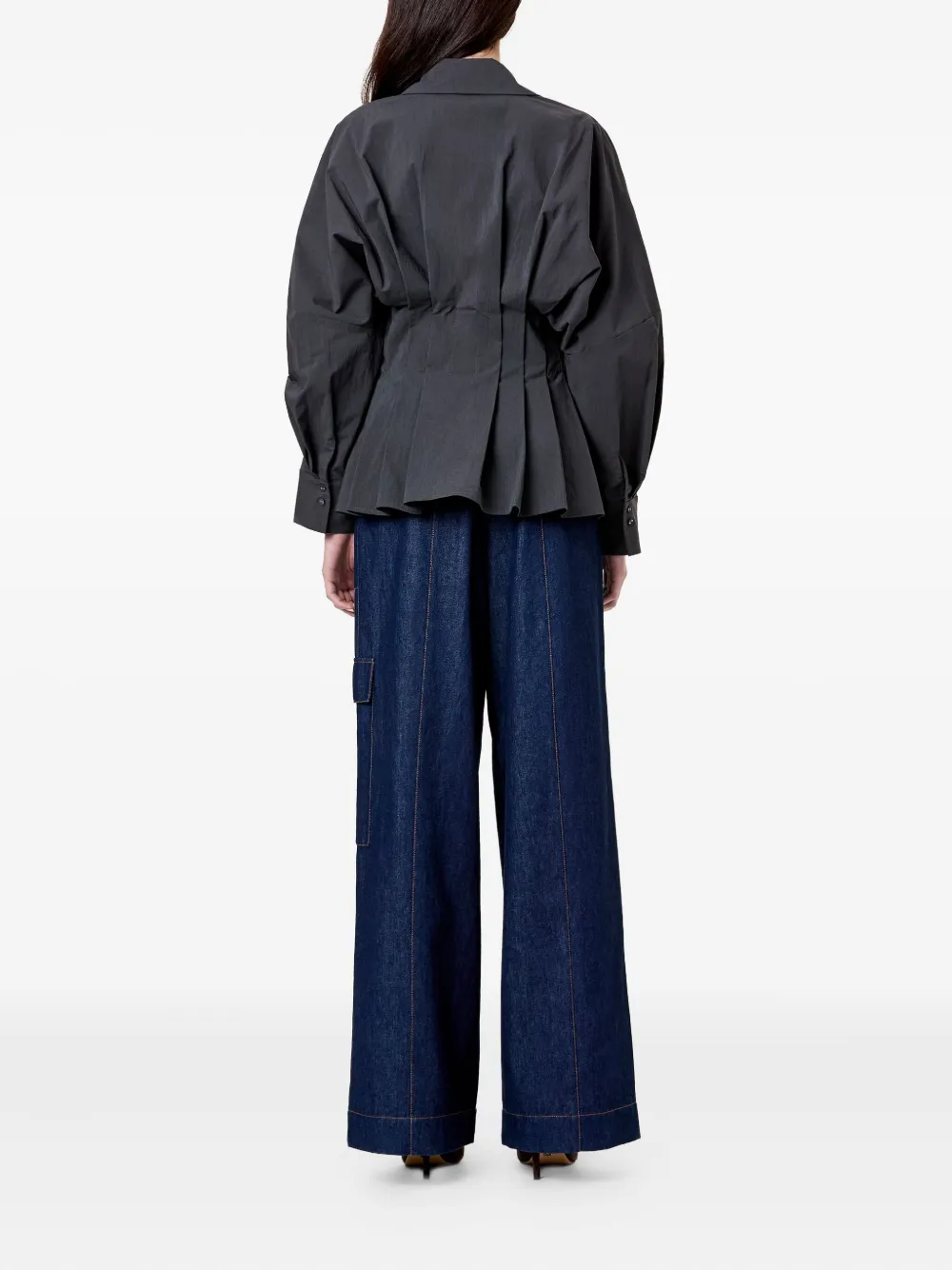 Nicholas Reggie Pleated Shirt In Gray