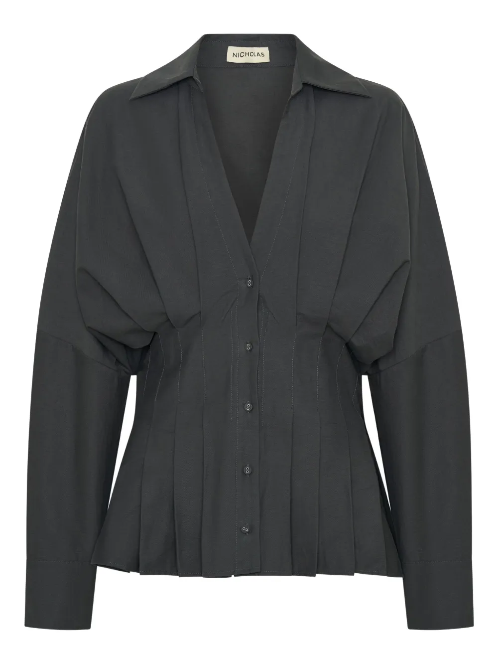 Nicholas Reggie pleated shirt - グレー Nicholas Reggie pleated shirt - グレー