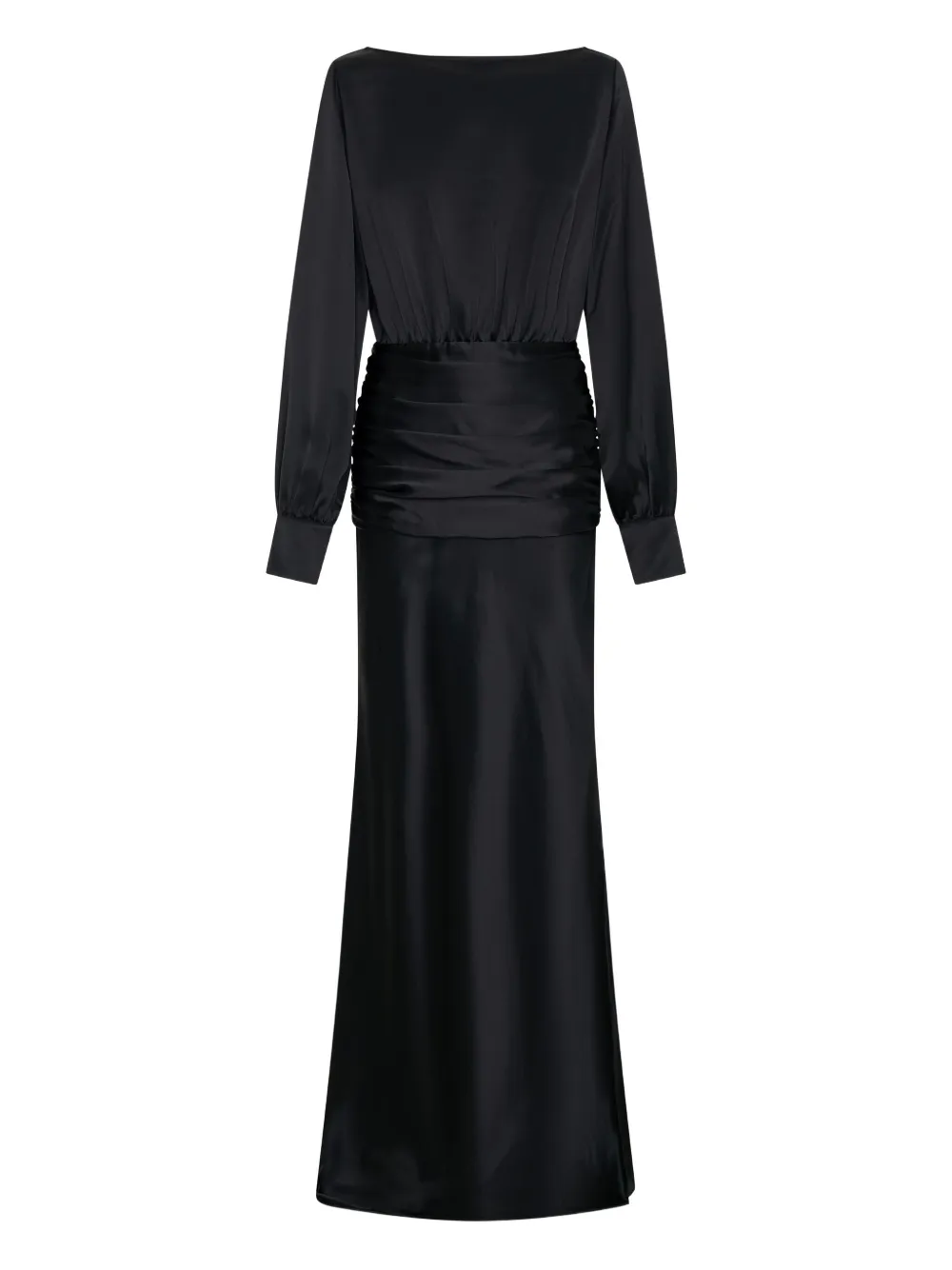 Nicholas Samina long-sleeves ruched maxi dress - ブラック Nicholas Samina long-sleeves ruched maxi dress - ブラック