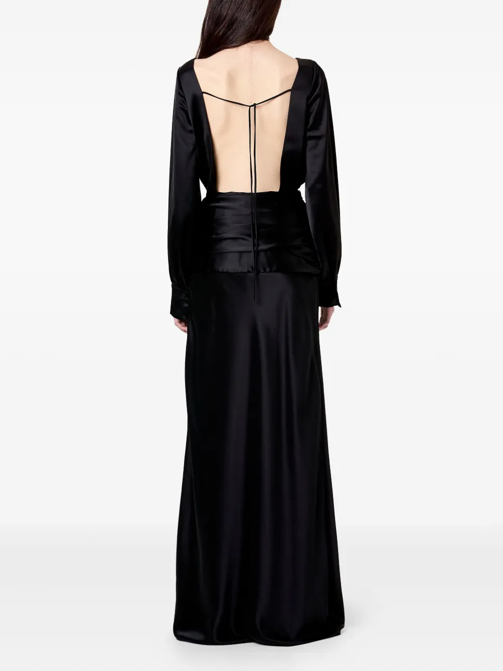 Nicholas Samina Long-sleeves Ruched Maxi Dress In Black