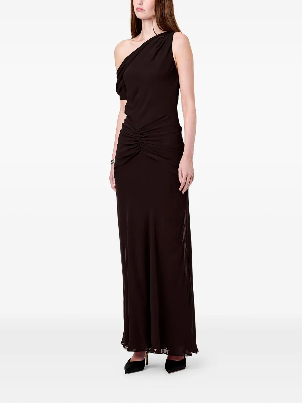 Nicholas Elza One-shoulder Maxi Dress In Brown