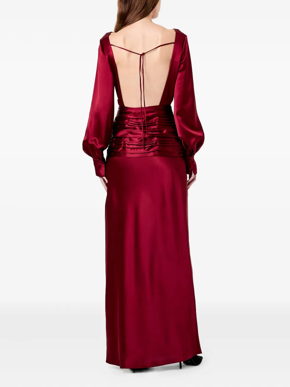Nicholas Samina Ruched Maxi Dress In Red