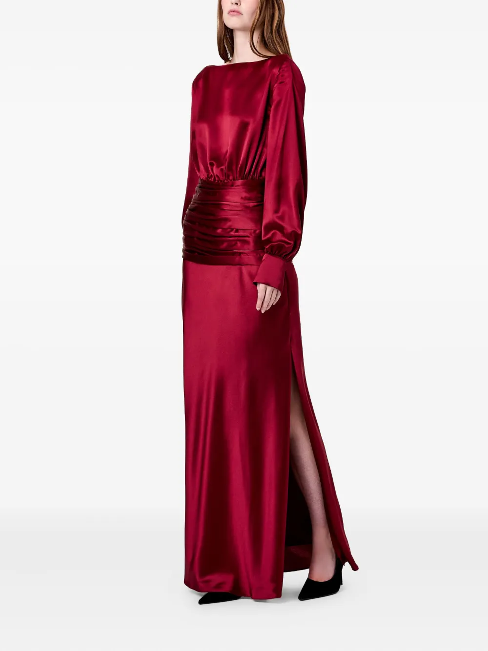 Nicholas Samina Ruched Maxi Dress In Red