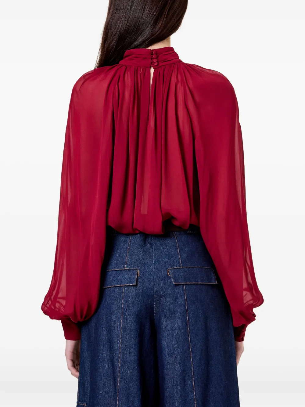 Nicholas Solene High-neck Long-sleeves Top In Red