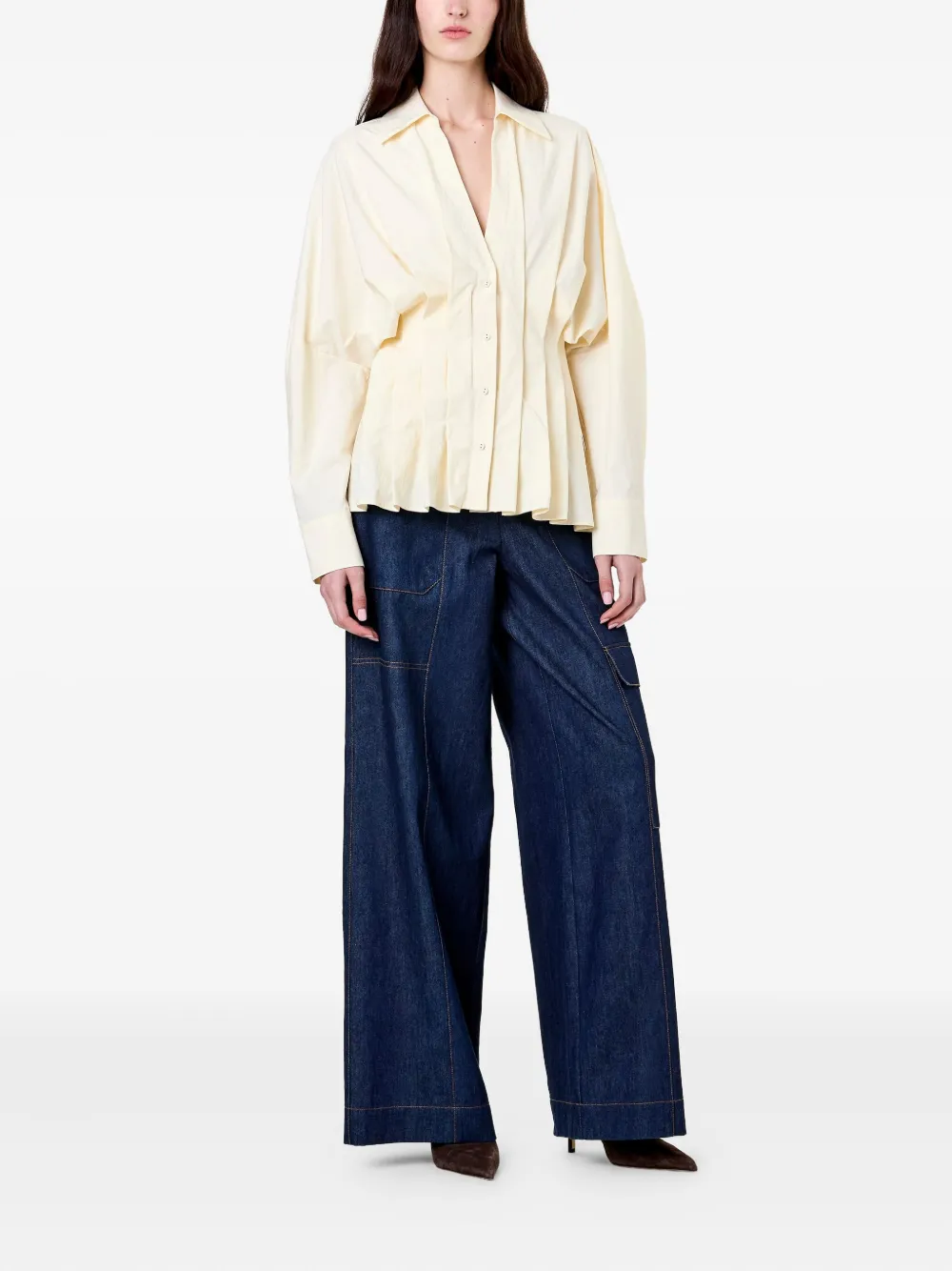 Nicholas Reggie pleated shirt - Beige