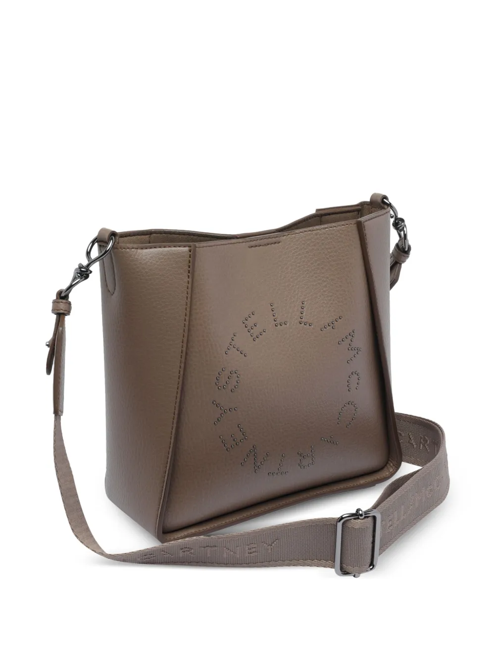 Stella Mccartney Adjustable Strap Crossbody Bag Logo In Gray