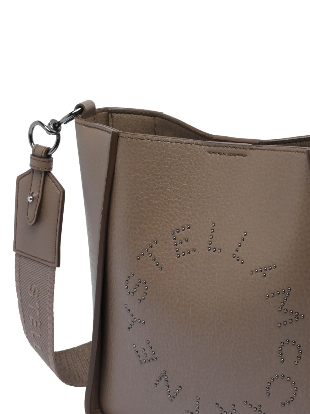 Stella Mccartney Adjustable Strap Crossbody Bag Logo In Gray