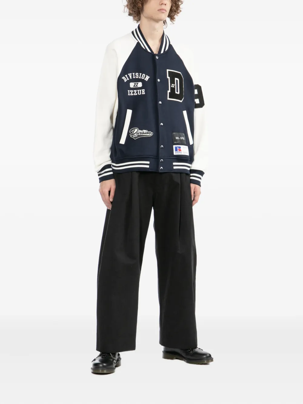 Izzue X Russell Athletic Logo-embroidered Bomber Jacket In Blue