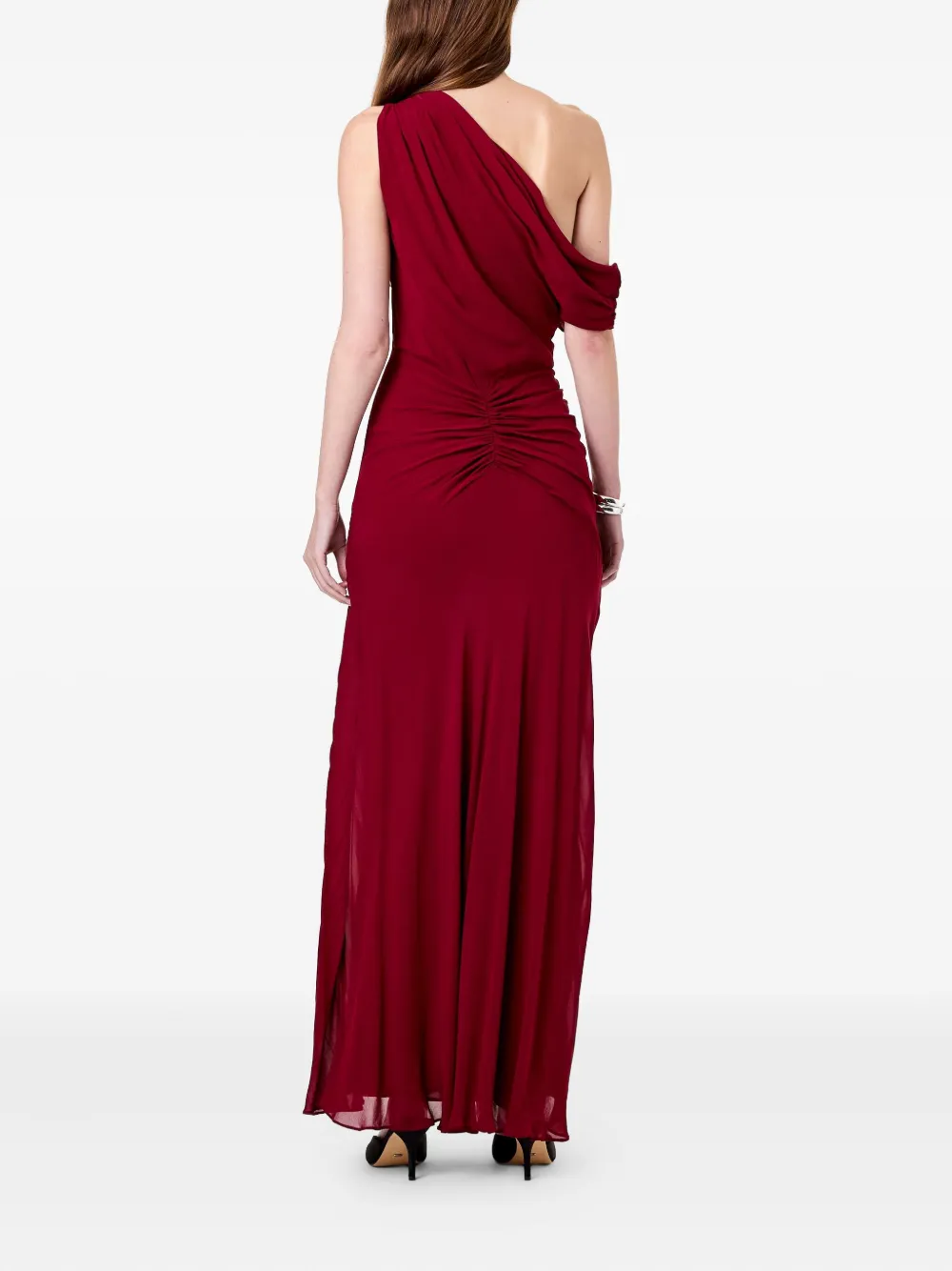Nicholas Elza asymmetrische maxi-jurk met ruches Rood