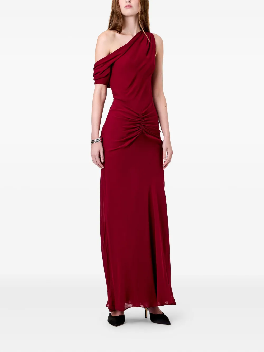 Nicholas Elza one-shoulder ruched maxi dress - Rood